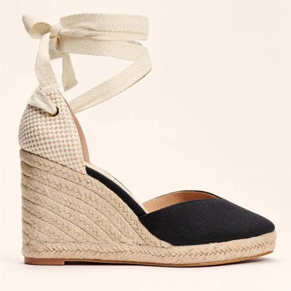 Reformation / Camille black cream wedge espadrille 6 - Picture 2 of 7